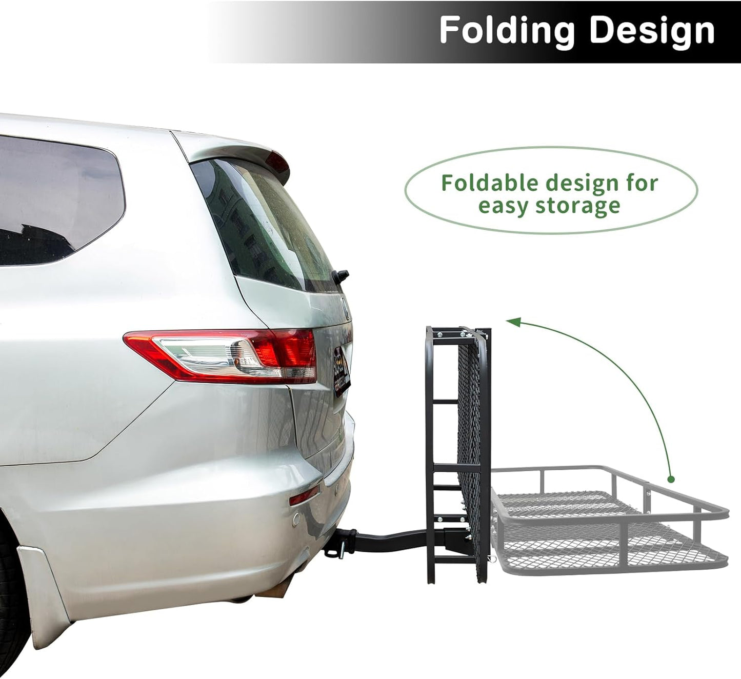 Trailer Hitch Cargo Carrier Rack, 60"x24"x6" Folding Cargo Carrier Hitch Mount, Vehicle Cargo Basket for SUV, RV, Truck, Van, Fits 2" Receiver 500 lbs Load Capacity