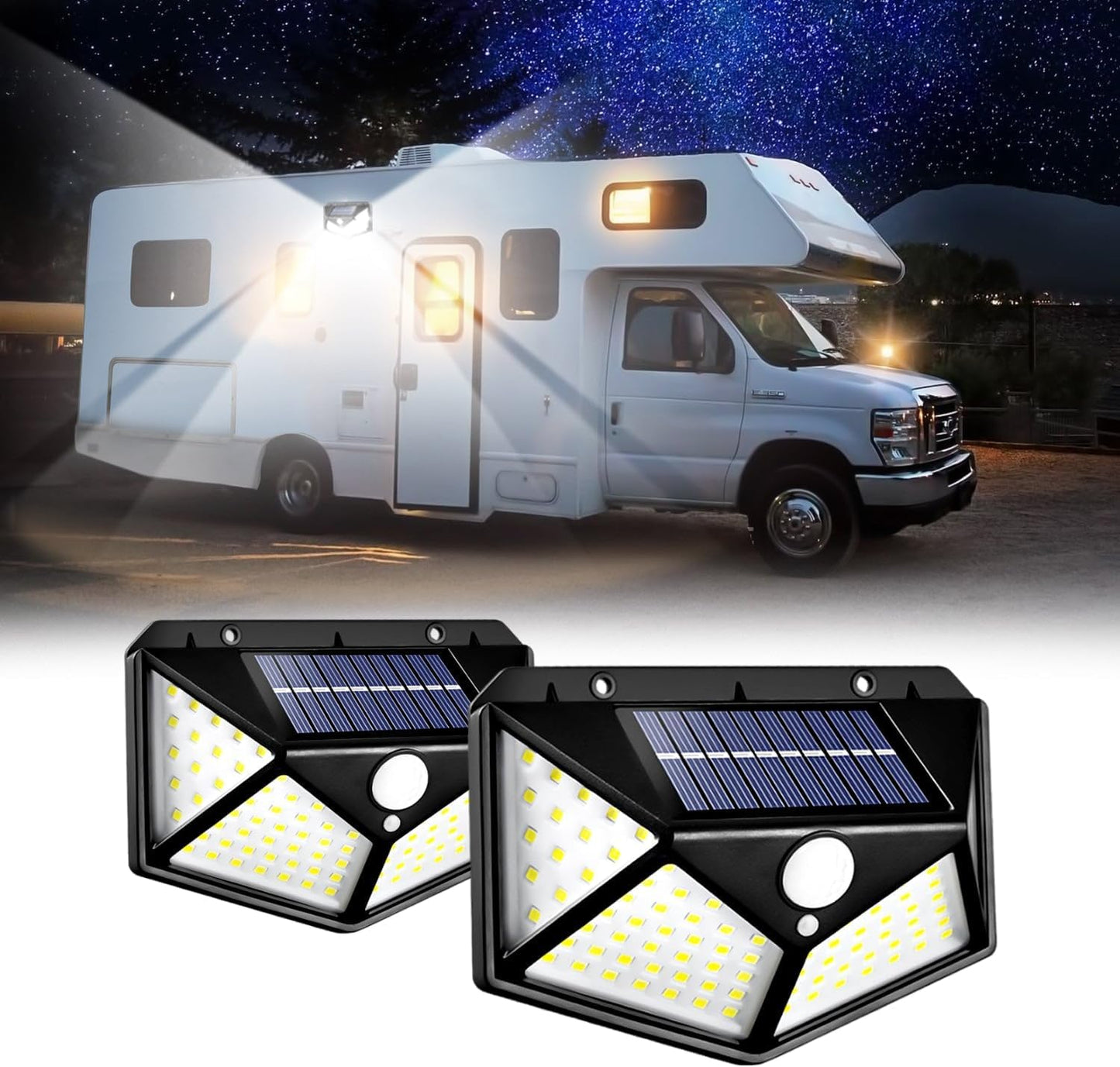 RV Lights Exterior, Solar RV Porch Light RV Awning Lights, Motion Activated Sensor Light, Waterproof RV Outdoor Lights for RV Camper Motorhome Travel Trailer(2 Pack)