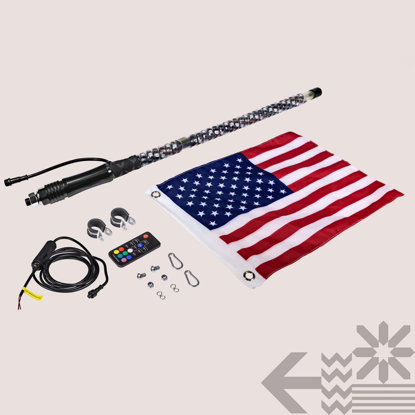 True Mods 2pc 2ft Spiral RGB LED Whip Light for UTV ATV [RF Wireless Remote] Flag Waterproof LED Lighted Whip Antenna Pole Stick for RZR Can-Am Polaris SxS 4x4 Quad Dune Buggy 4 Wheeler Accessories