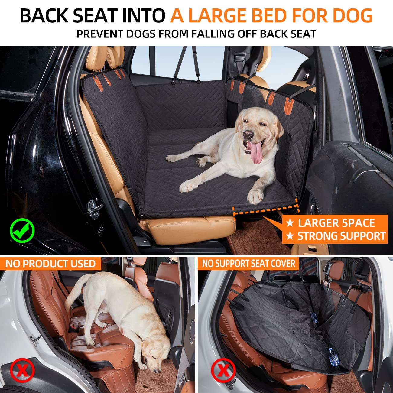 Back Seat Extender ,Dog Car Seat Cover, Camping Air Mattress, Hammock Travel Bed,Non Inflatable Car Bed Mattress for Car SUV Truck (Black)