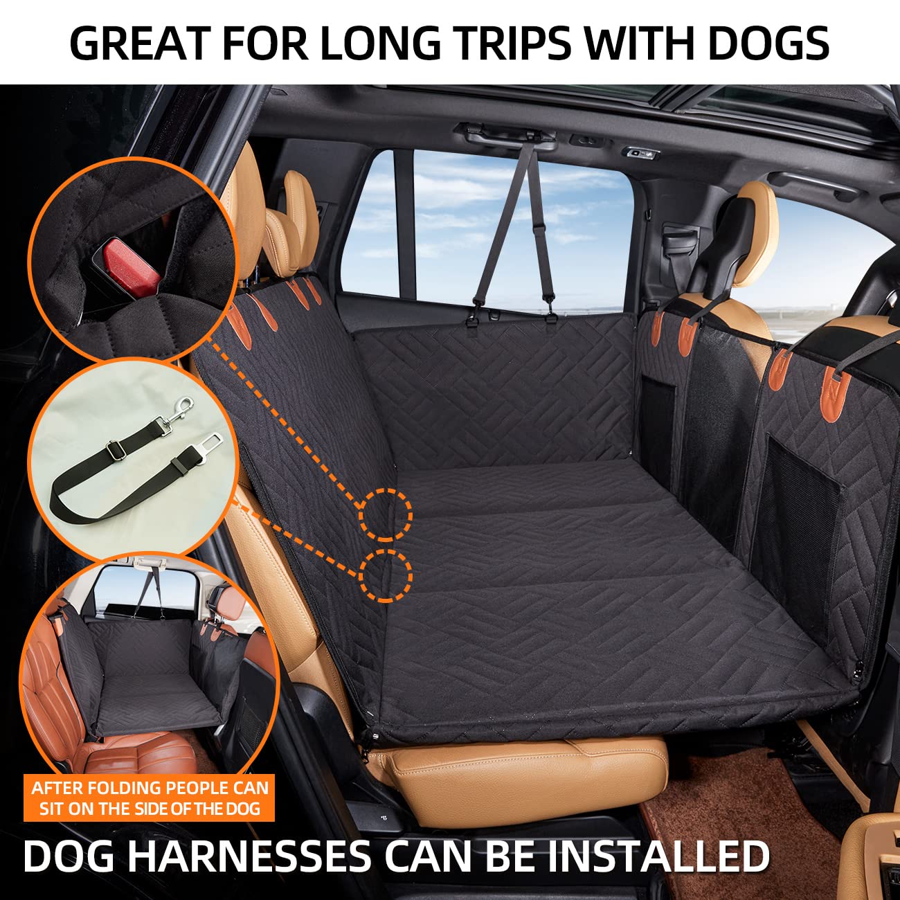 Back Seat Extender ,Dog Car Seat Cover, Camping Air Mattress, Hammock Travel Bed,Non Inflatable Car Bed Mattress for Car SUV Truck (Black)