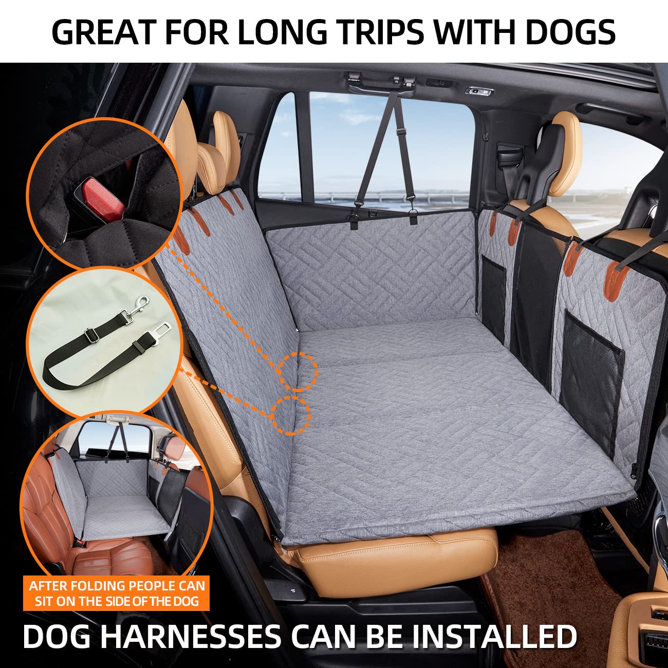 Back Seat Extender ,Dog Car Seat Cover, Camping Air Mattress, Hammock Travel Bed,Non Inflatable Car Bed Mattress for Car SUV Truck (Black)