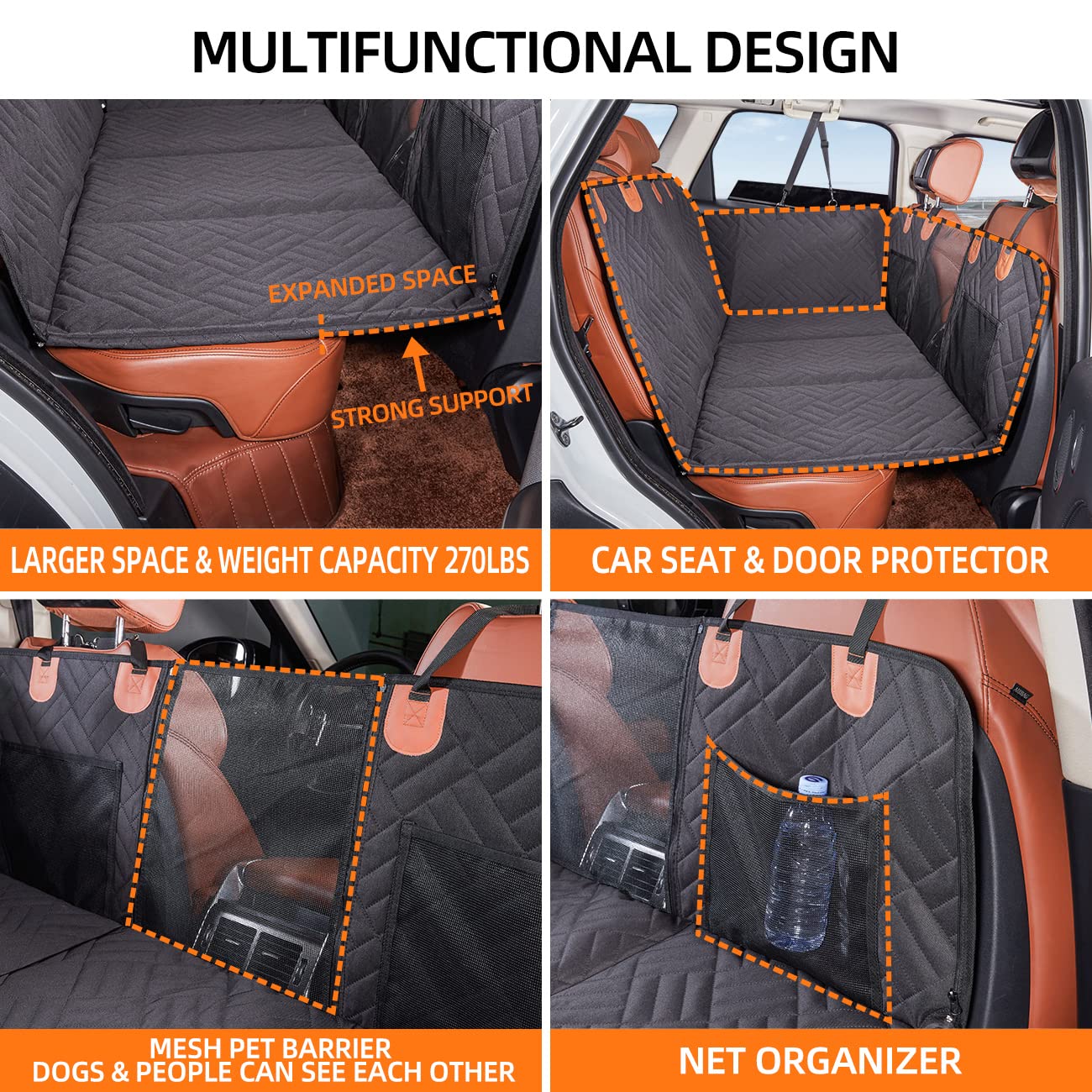 Back Seat Extender ,Dog Car Seat Cover, Camping Air Mattress, Hammock Travel Bed,Non Inflatable Car Bed Mattress for Car SUV Truck (Black)