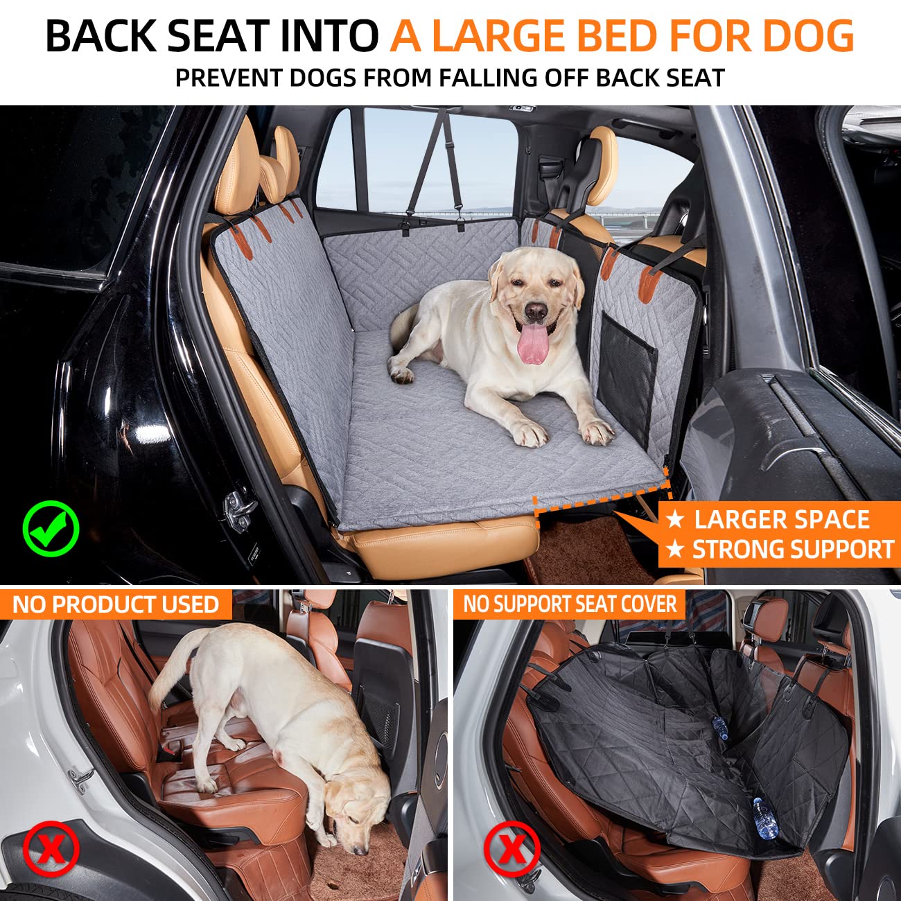 Back Seat Extender ,Dog Car Seat Cover, Camping Air Mattress, Hammock Travel Bed,Non Inflatable Car Bed Mattress for Car SUV Truck (Black)